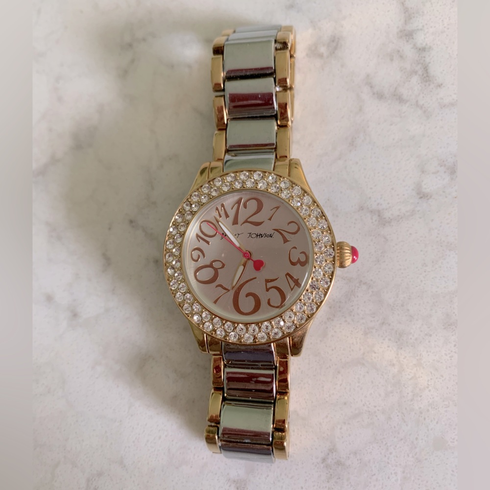 BETSEY JOHNSON WATCH  GOLD and SILVER TONE ANALOG WOMENS